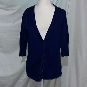 Navy Blue Kristin Davis v neck button up cardigan size medium